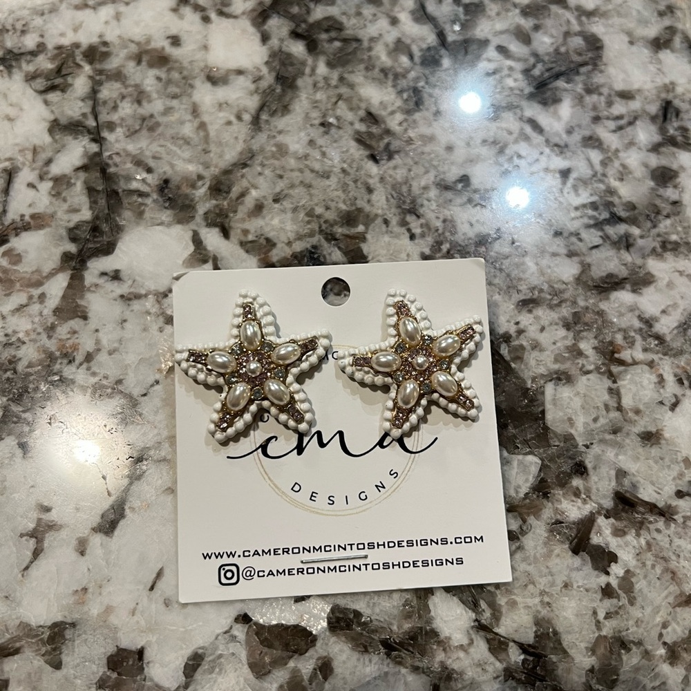 Cameron McIntosh Designs Star Earrings Beaded Studs